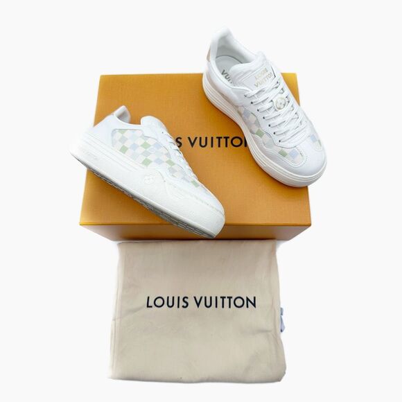 LOUIS VUITTON LV Groovy Platform Logo Sneakers Size 37 US 7 Lace Up Low Top - Picture 3 of 13